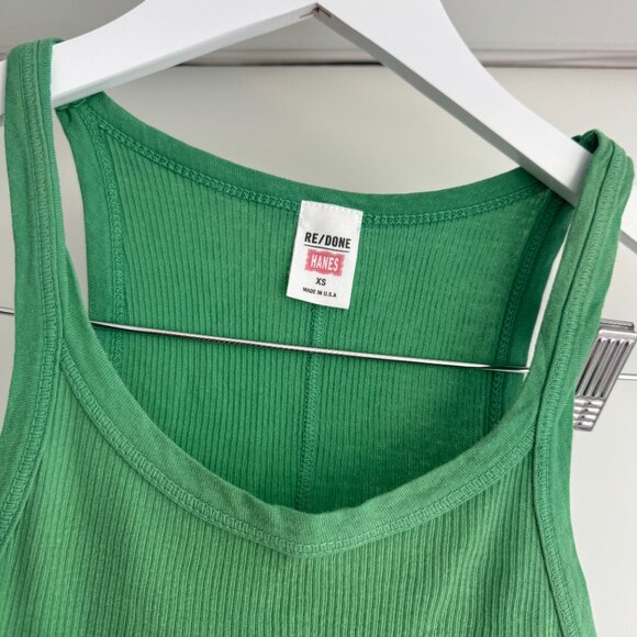 Re/Done Green Hanes Tank - Picture 2 of 3